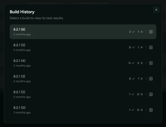 The build history summary
