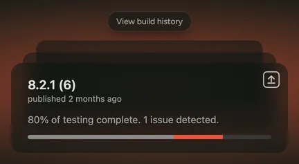 The View build history tooltip, shown when hovering the stacked build cards
