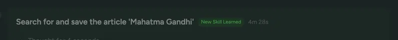 A trace step labelled New Skill Learned